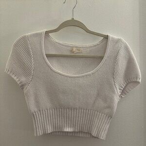 White Knitted Crop Top